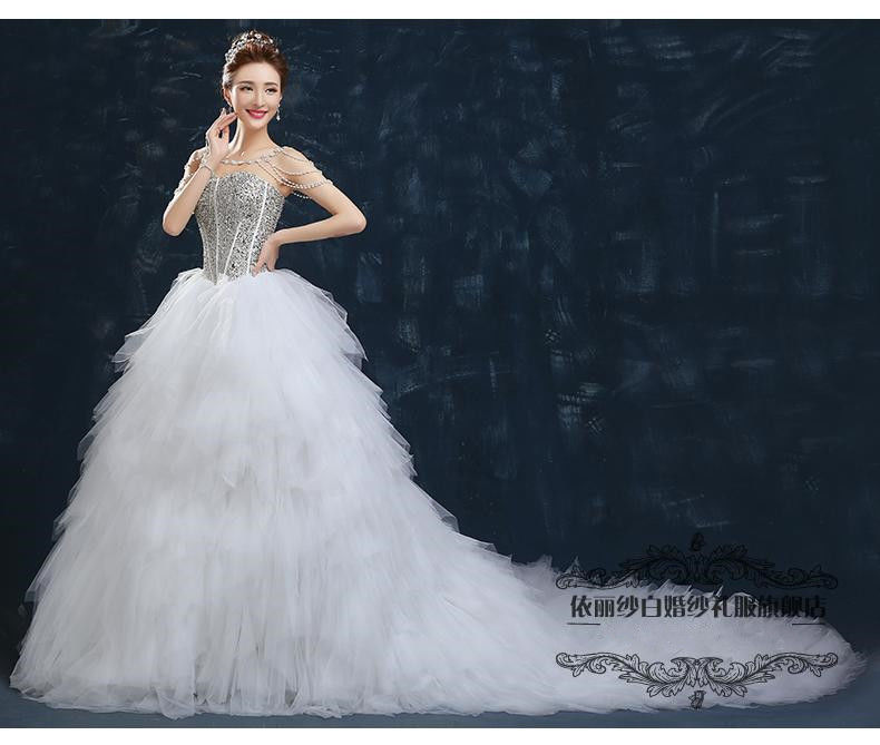 ウエディングドレス ハンドビーディング ベアトップ ロング