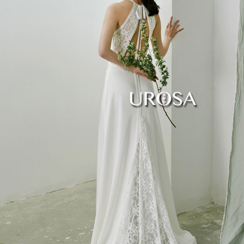 高品質！フランス風ウエディングドレス オフホワイト 背中見せ 優雅な  