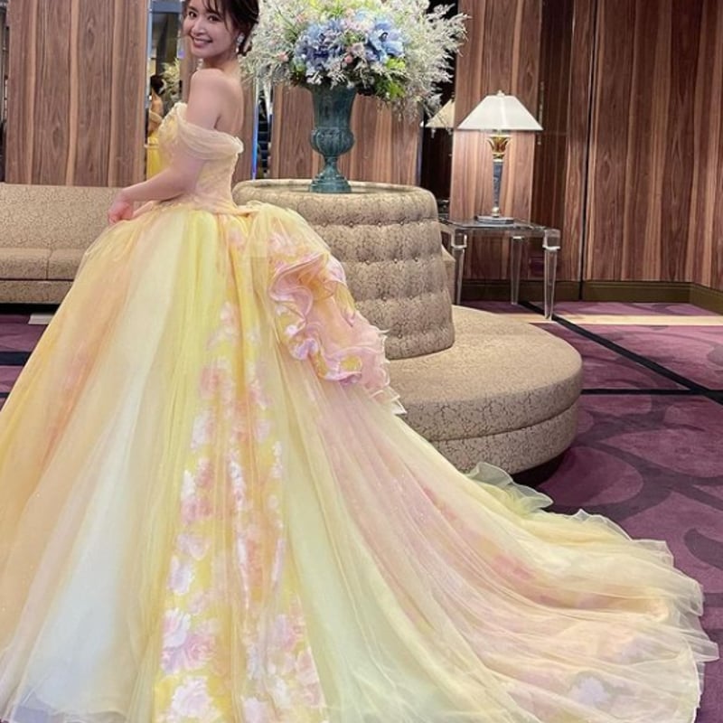 華やか カラードレス ソフトチュール 【お買得パニエ無料】 プリンセス  