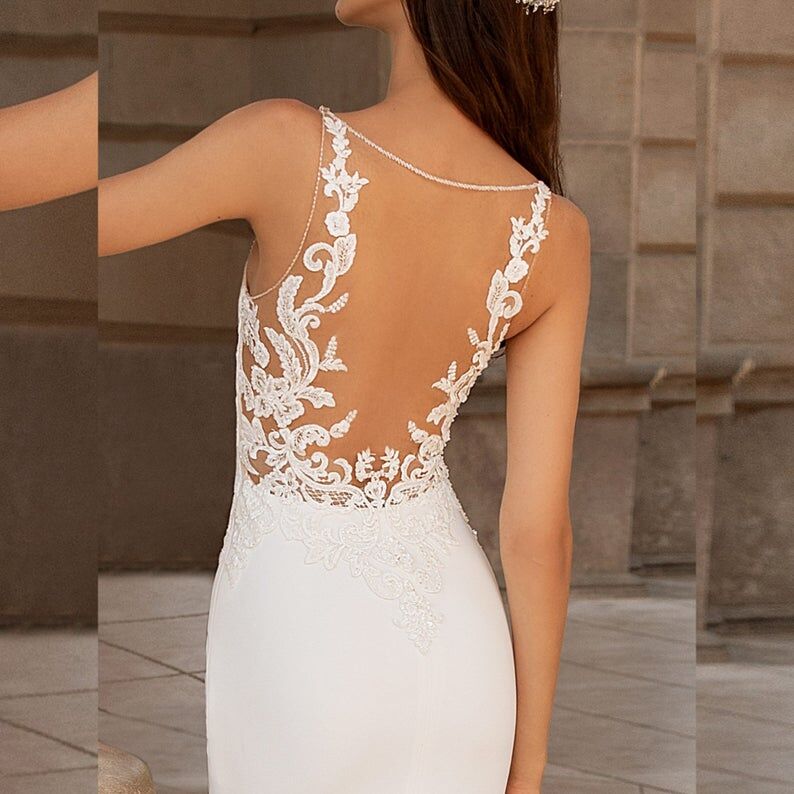 高品質！ホワイトキャミソール ウエディングドレス マーメイドライン