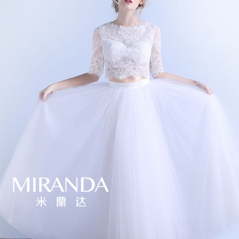 ウエディングドレス 人気上昇 ホワイト ツーピース セパレート 結婚式