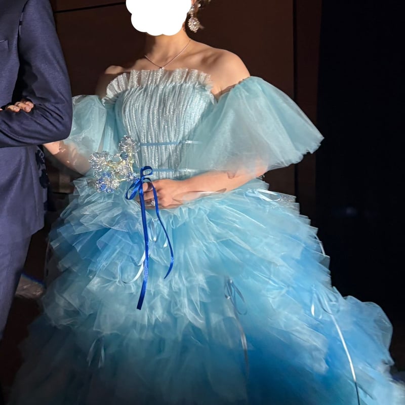実例写真！カラードレス グラデーションドレス 爽やかで優しいブルー