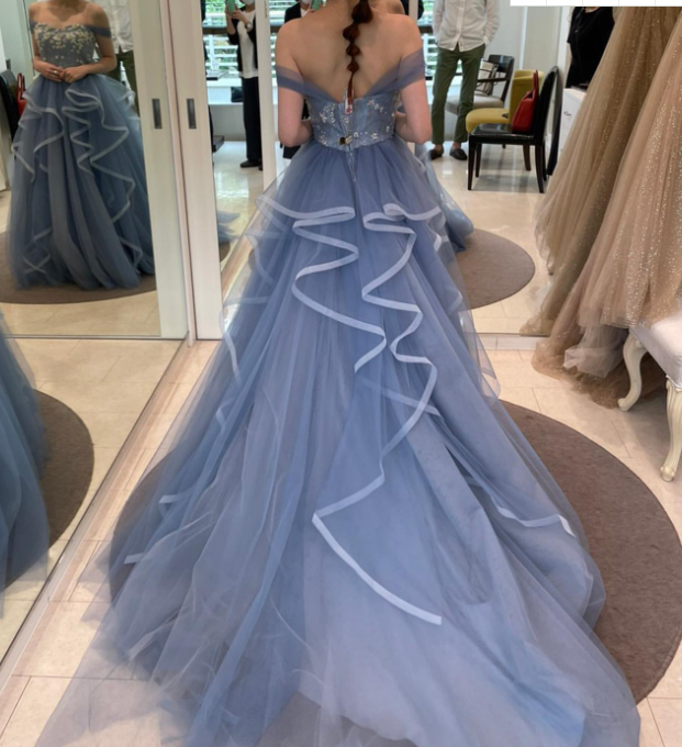 可愛い カラードレス 爽やかで優しいブルー オ ーダーメイド ソフト  