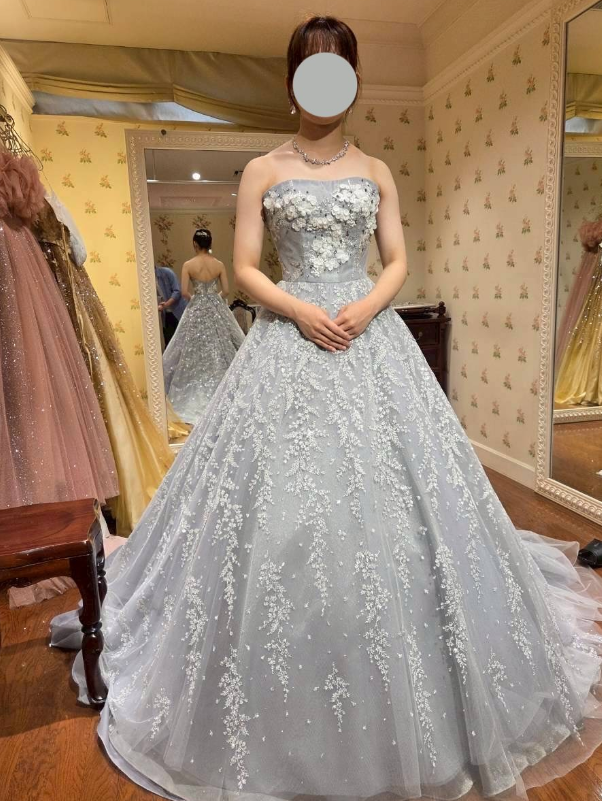 ☆新品未使用3L☆Callarus（カラルス）刺繍入りダークブルーロングドレス ☆新品未使用3L☆Callarus（カラルス）刺繍入りダークブルー