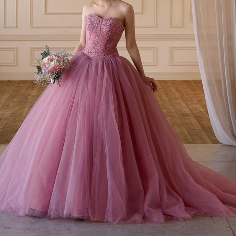 人気バレリーナのカラーウェディングドレス 青/水色/ピンク ドレス  