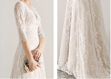 ウエディングドレス 結婚式二次会ドレス 長袖V ネックくるみボタン前撮りドレス fit=scale-down,w=1200