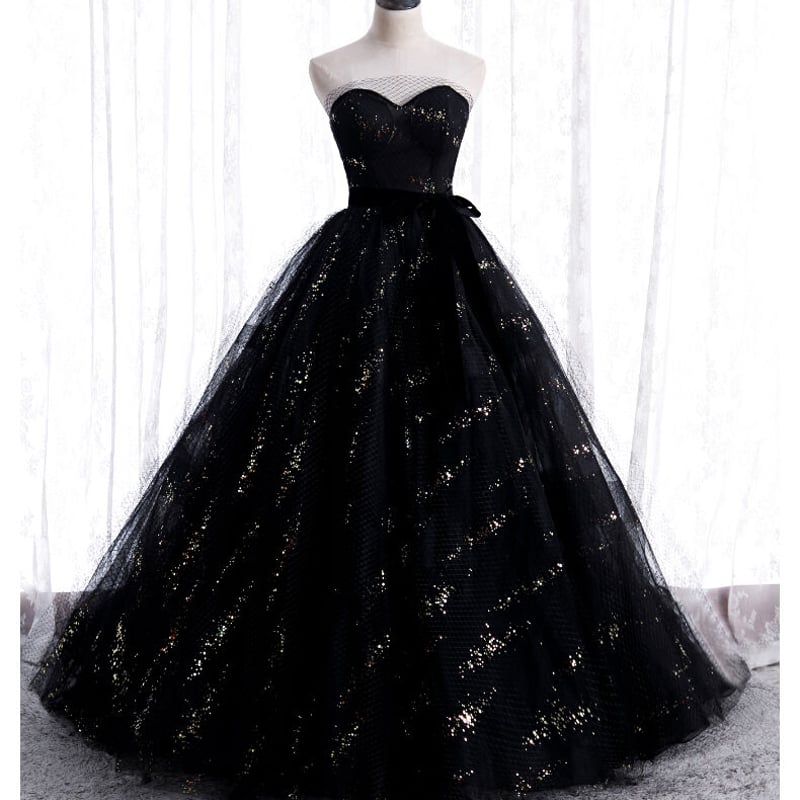 豪華！カラードレス 黒 ベアトップ 2次会 披露宴 前撮りエレガント  