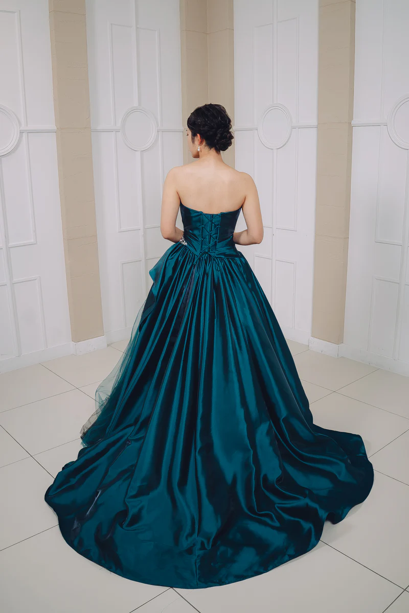 ウェディングドレス カラードレス ネイビー 編み上げ ノースリーブ