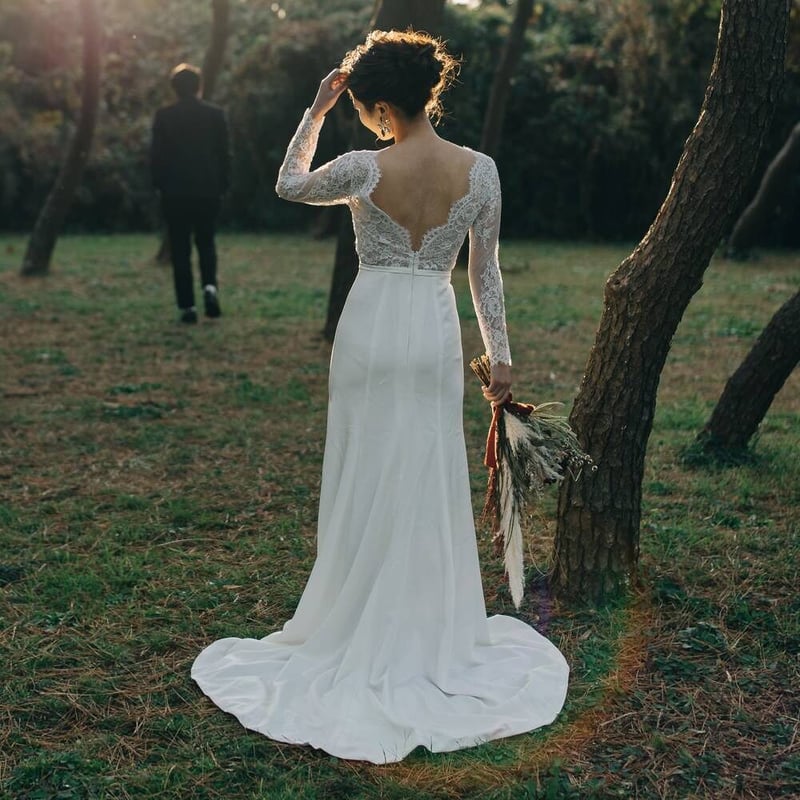 ウェディングドレス レトロソフトマーメイド スカラップレース ソフト