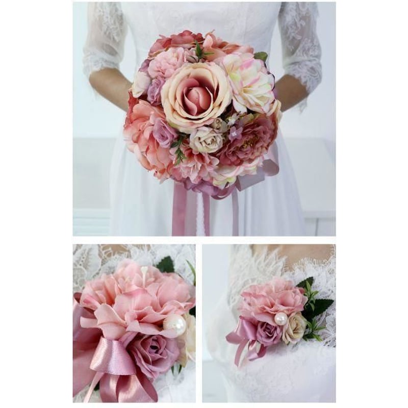 前撮りブーケ ブートニア 毛氈 髪飾り ガーランド