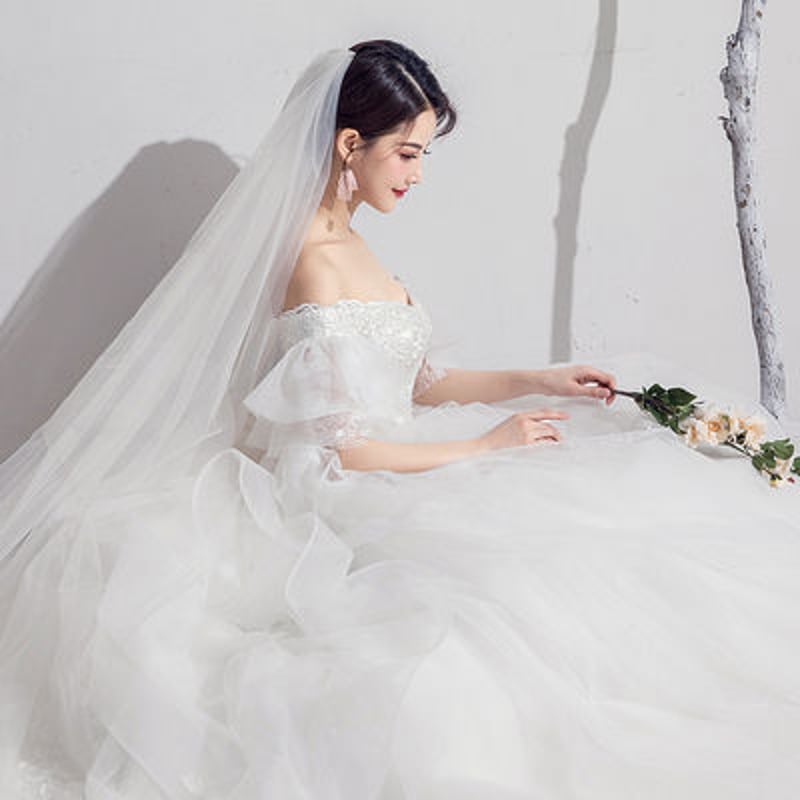 ウエディングドレス ホワイト 上質オーガンジー オフショル