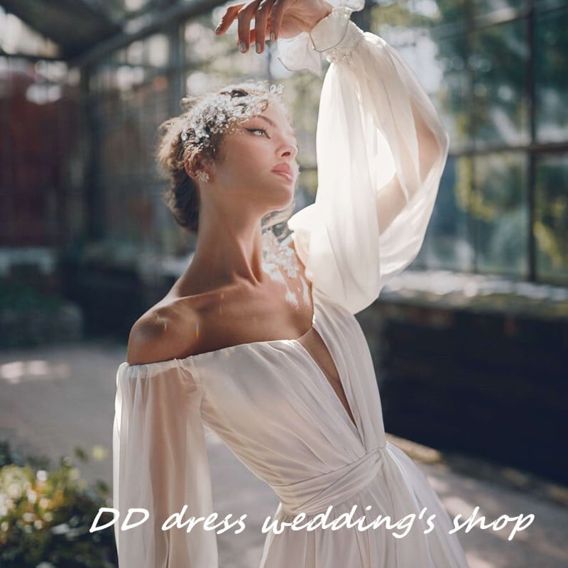 フランス風 ふんわりシフォン パーティードレス 披露宴/挙式 前撮り  