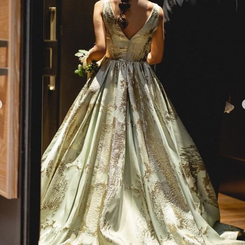 高品質！ カラードレス ピスタチオカラー プリンセスライン ミニ  