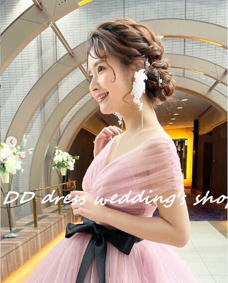 大人気上昇 カラードレス 薄ピンク プリンセスライン ソフトチュール  