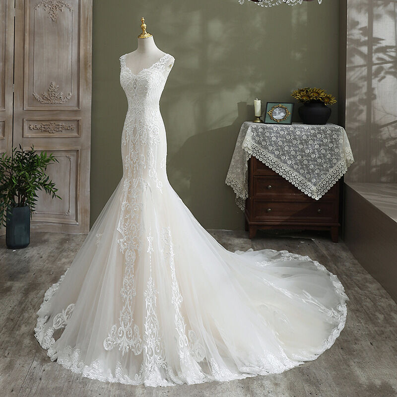 高品質！ウエディングドレス ソフトチュール マーメイドライン 短  