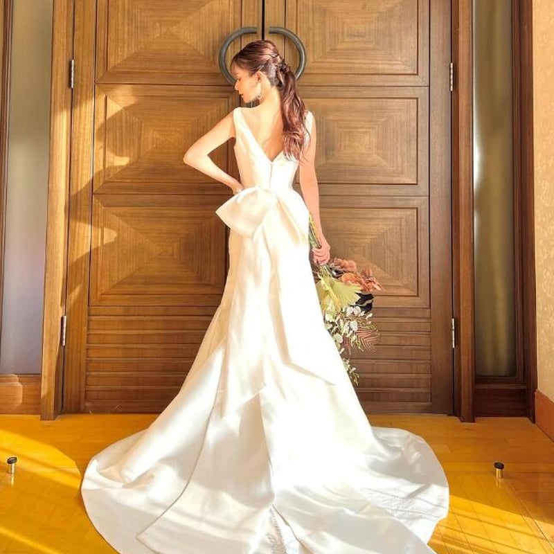 オレンジ カラードレス ノースリーブ くるみボタン ワンピース 拭わ 2  