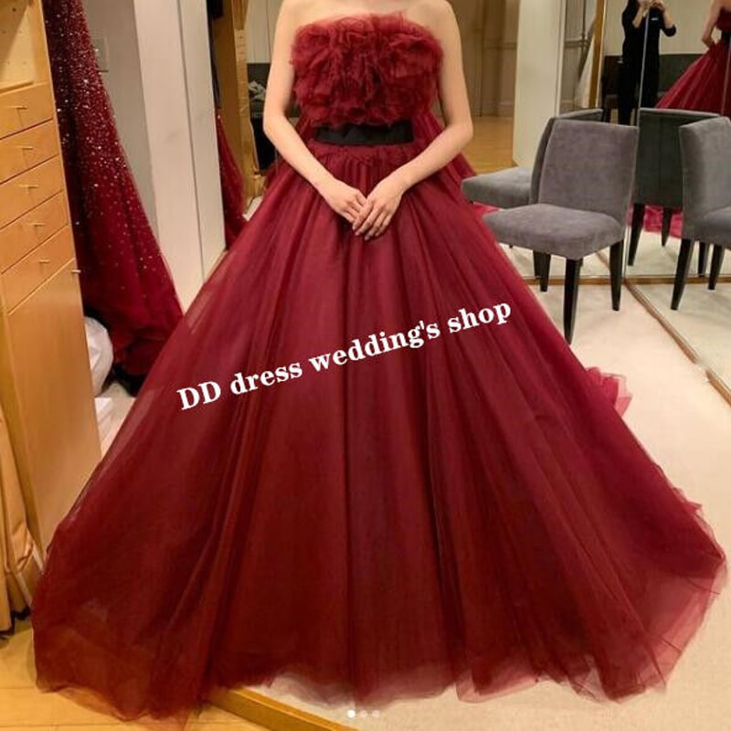 ブラウンカラードレス 空气感 ベアトップ お呼ばれ/二次会 前撮り  