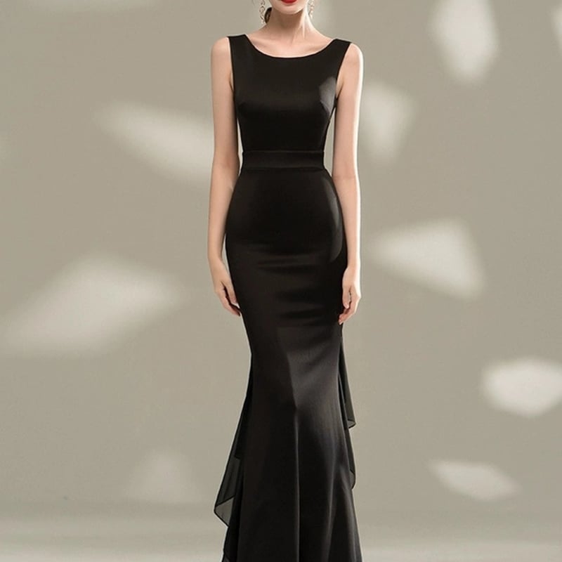 ノースリーブ ブラック マーメイド パーティドレス | David1021k Dress 