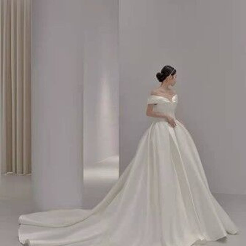 夏ヤン様確認用♡ウエディングバージョン・イニシャルオブジェ ウエディングドレス ホワイト 上質オーガンジー オフショル プリンセス