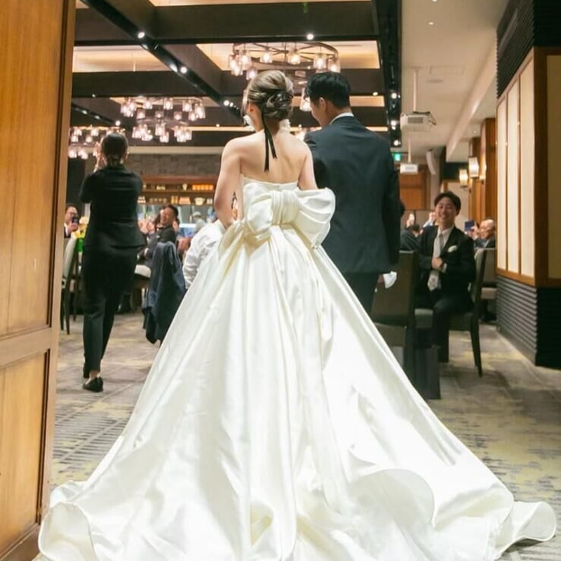 バックリボン✨チューブトップウェディングドレス チューブトップ ウェディングドレス バックリボン マーメイド