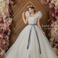 上品!カラードレス 紫青 オフショルダー リーフ刺繍 サッシュ 上品!カラードレス 紫青 オフショルダー リーフ刺繍 サッシュ