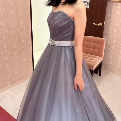 カラードレス  シルバーグレー  サッシュベルト    ロング   Aライン  披露宴/結婚式