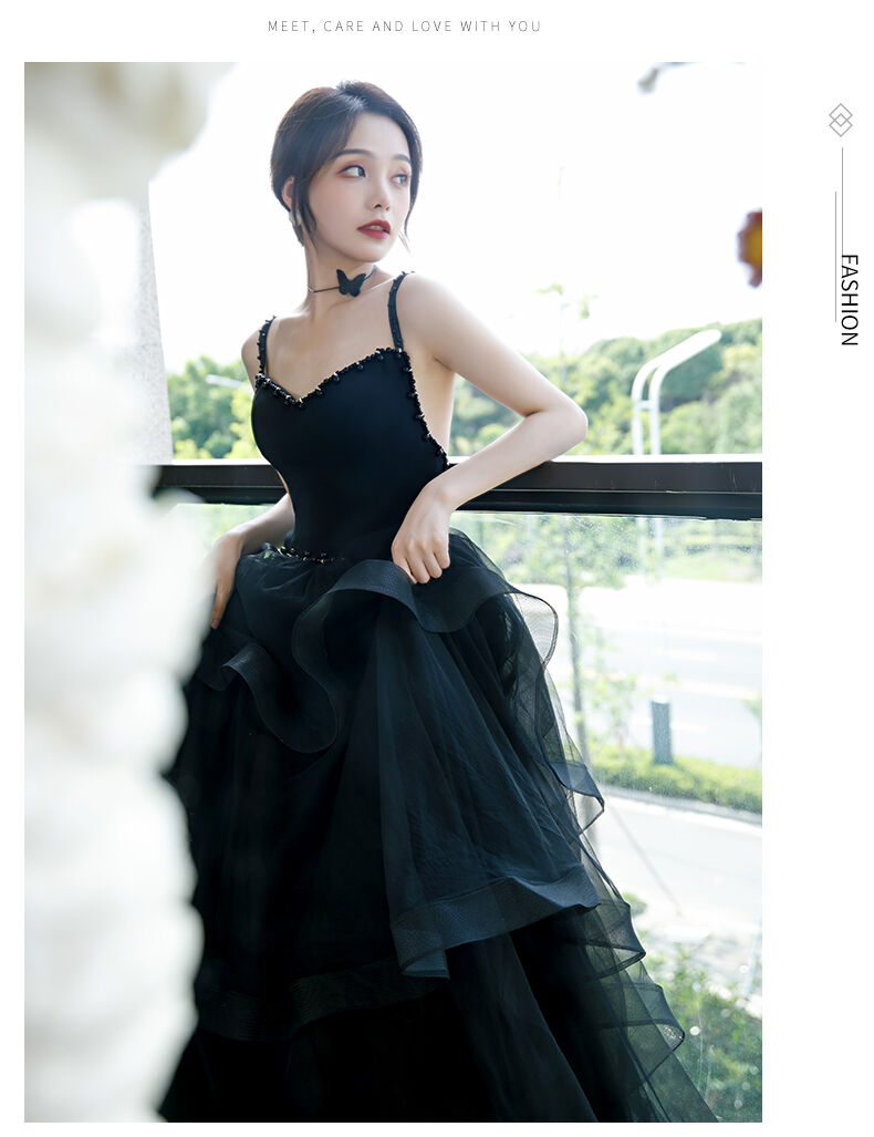 大人気上昇 カラードレス 黒 キャミソール ソフトチュール プリンセス  