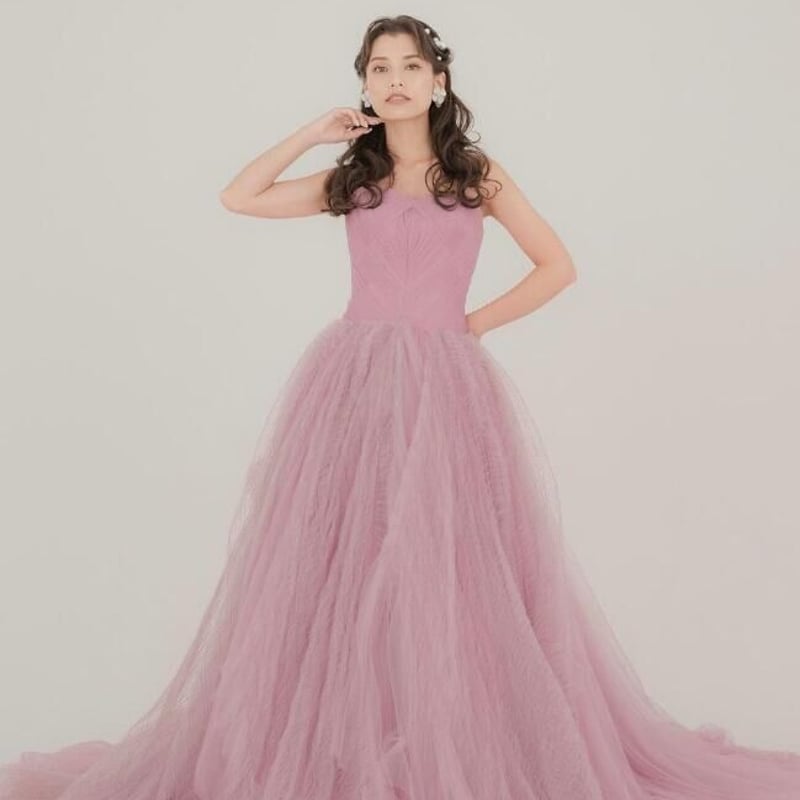 ウェディングドレス ピンク ベアトップ カラードレス ファスナー | Dav 