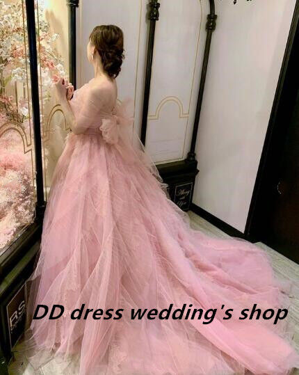 美品！ピンク 憧れのドレス ベアトップ 小花 オフショルダー 花嫁  