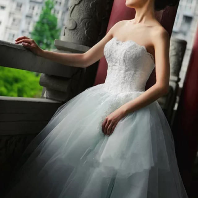 ふわふわ、ふわふわ、水色、ウェディングドレス、ウェディングドレス  