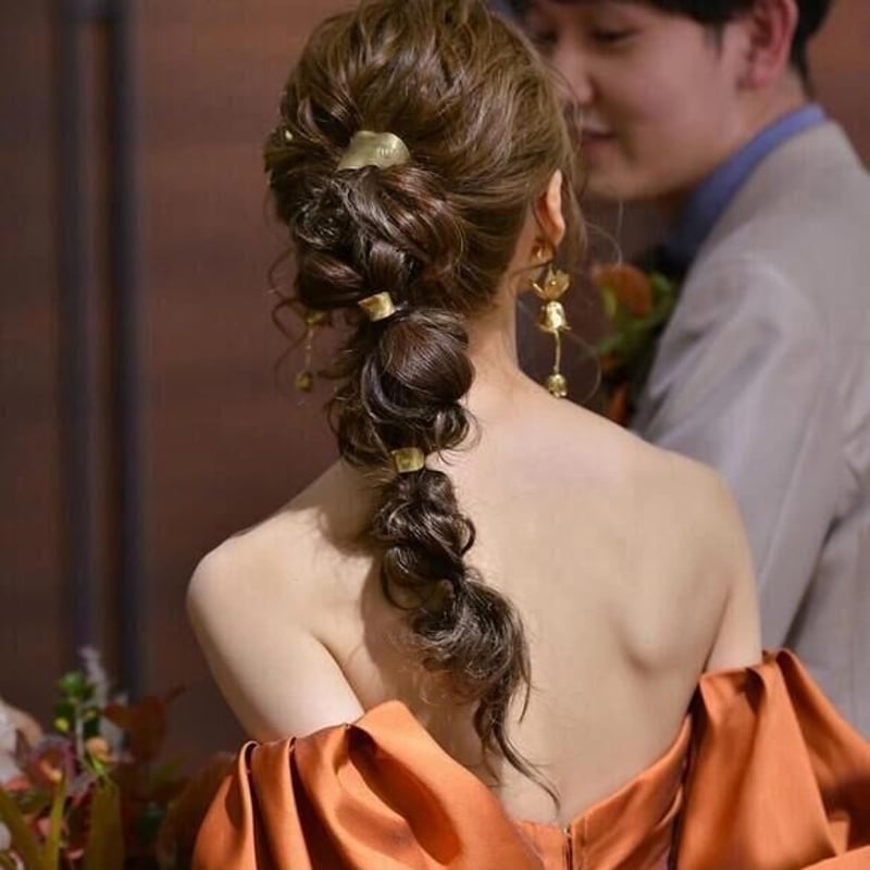 【Mee】限定セール中テラコッタドレス　光沢サテン　パーティー　ベアトップ Mee様専用】限定セール中テラコッタドレス 光沢サテン パーティー ベア