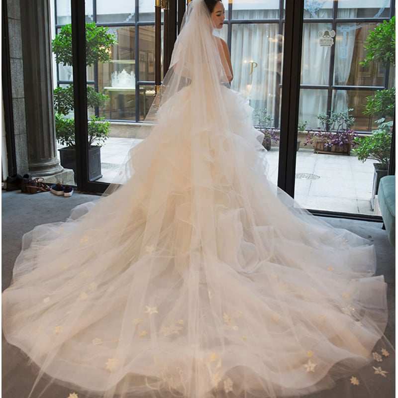 ウエディングドレス ホワイト 上質オーガンジー プリンセスライン ベア  