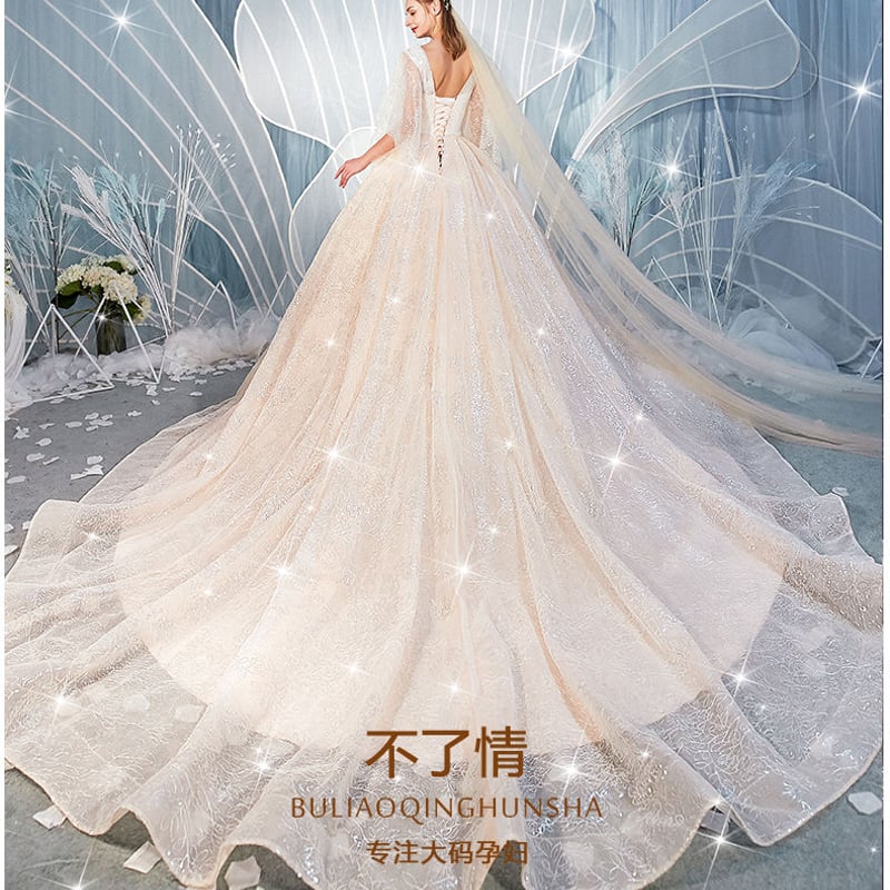 カラードレス シャンパン色 上質オーガンジー プリンセスライン豪華  