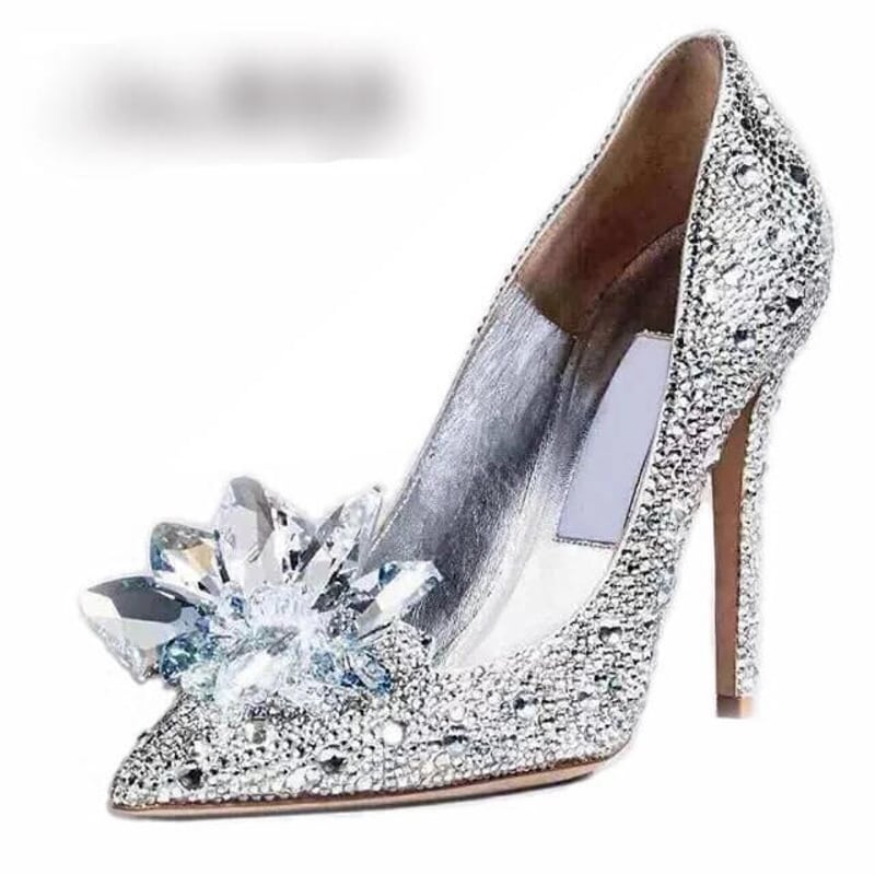 花嫁用、シンデレラの水晶靴、ヒール、高級手作り 結婚式、発表会 