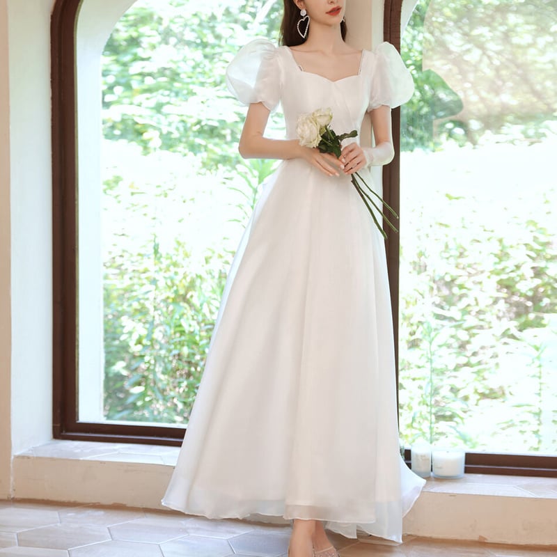 ウェディングドレス ロングドレス スレンダーライン Aラインドレス