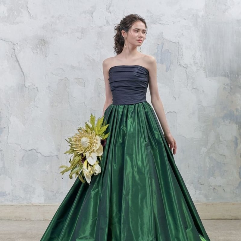 パーティードレス グリーン 光沢感 抜群のおしゃれ見え クラシカル 2次 パーティードレス グリーン 光沢感 抜群のおしゃれ見え クラシカル 2次