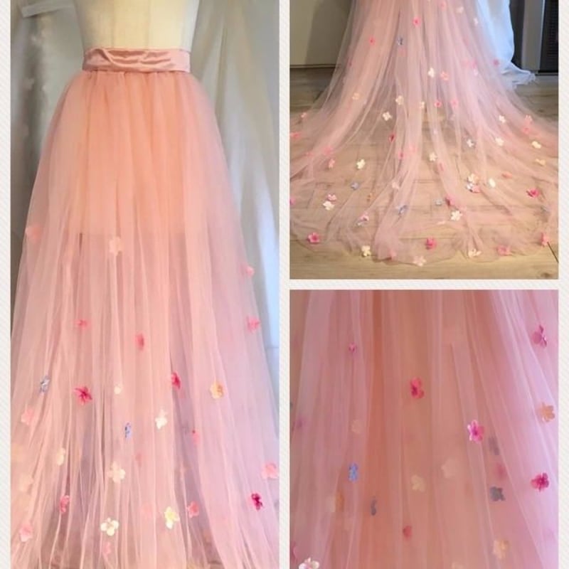 ウエディングドレス オーバードレス オーバースカート ピンク系