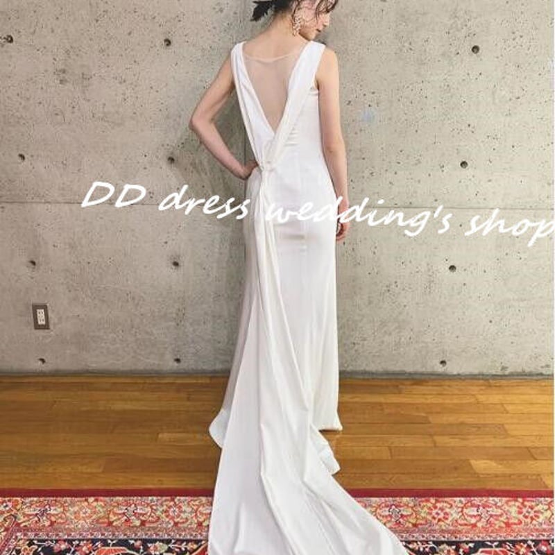 フランス風 ウエディングドレス 前撮り 細見えシルエット マーメイド  