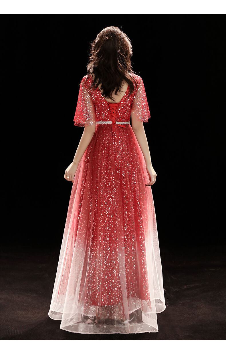 上品！パーティードレス ワインレッド グラデーション ソフト