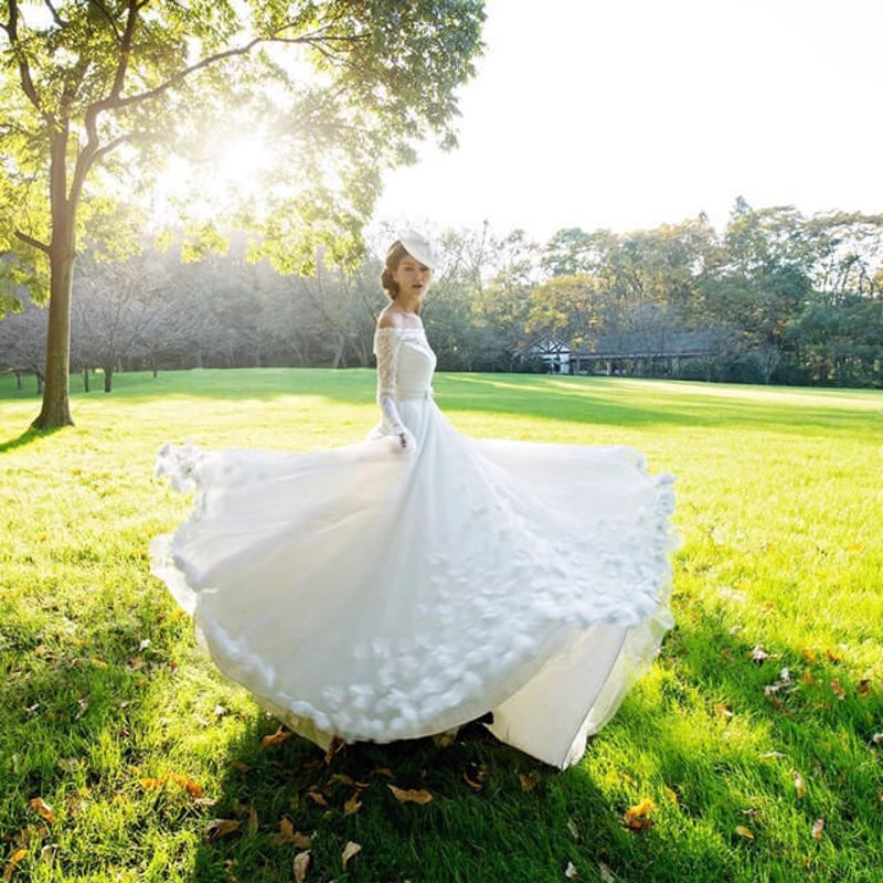 豪華高級品質 トレーン長いウェディングドレス ドレスワンピース結婚式 