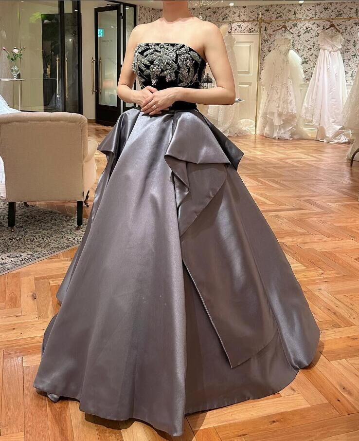 レース刺繍　結婚式　パーティードレス　シルバー Select Shop 【ドレス3点SET】刺繍レース シルバー/M-L｜結婚式