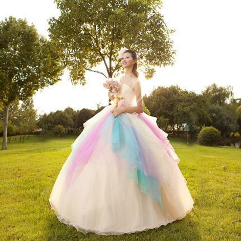 レインボーシャンタル風 カラードレス ロングドレス ウエディング  