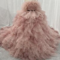 カラードレス ピンク  取り外し可能なオフショルダー  もこもこドレス  オーバースカート  華やかなトレーン  花嫁 前撮り