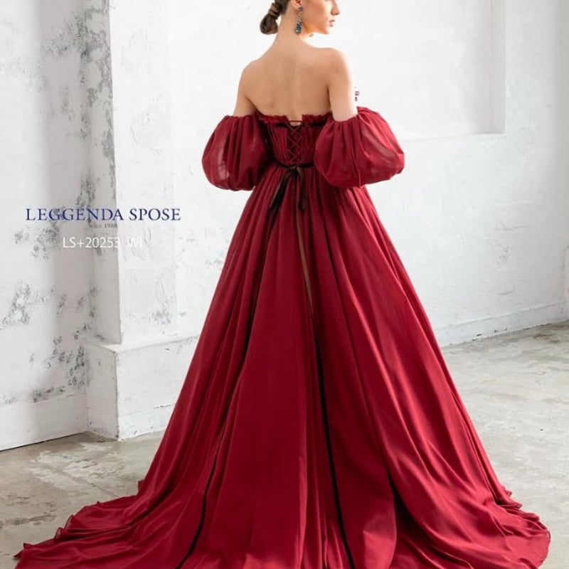 【ADEAM】フレア袖ドレス　赤 ADEAM】フレア袖ドレス 赤