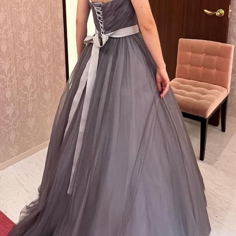 カラードレス  シルバーグレー  サッシュベルト    ロング   Aライン  披露宴/結婚式