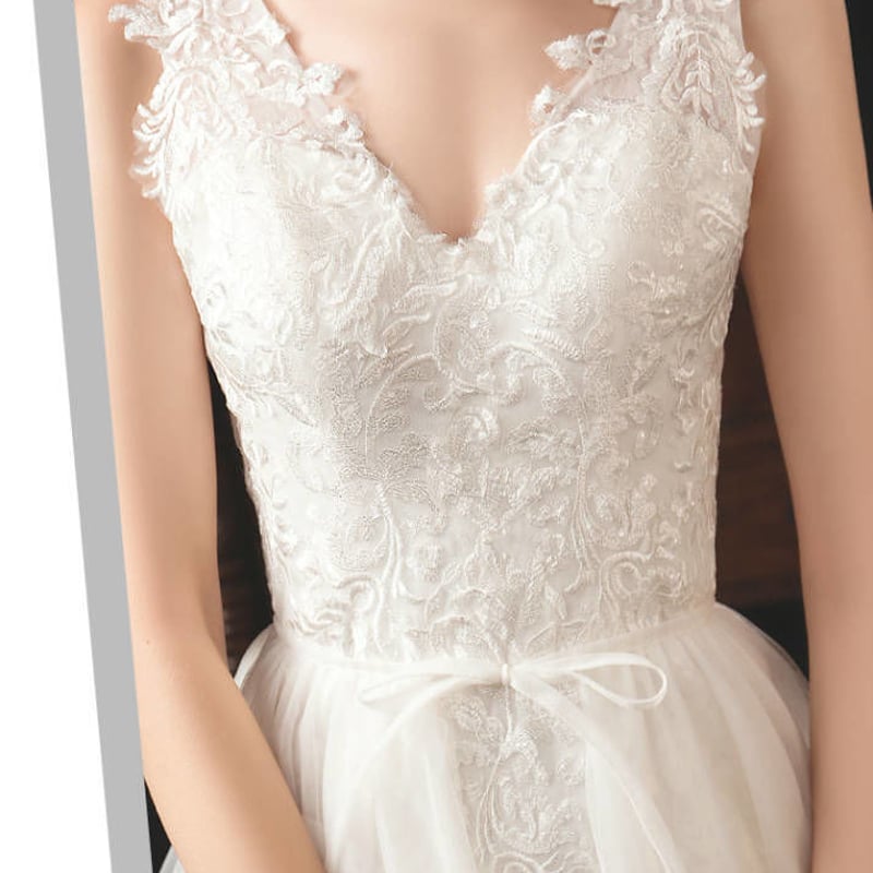 ウエディングドレス アイボリー 贅沢な総レース シアーな美しさ