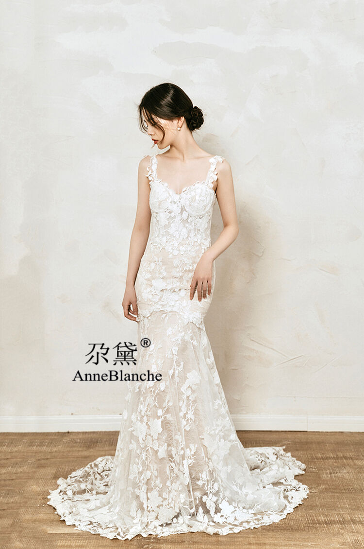 前撮りドレス マーメイド ウエディング ホワイトドレス キャミドレス ウェディングドレス （white）オールレース ソフトマーメイド 白