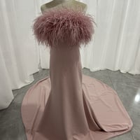 カラードレス くすみピンク オーストリッチ  ビスチェドレス   華やかなトレーン  くるみボタン   花嫁 前撮り