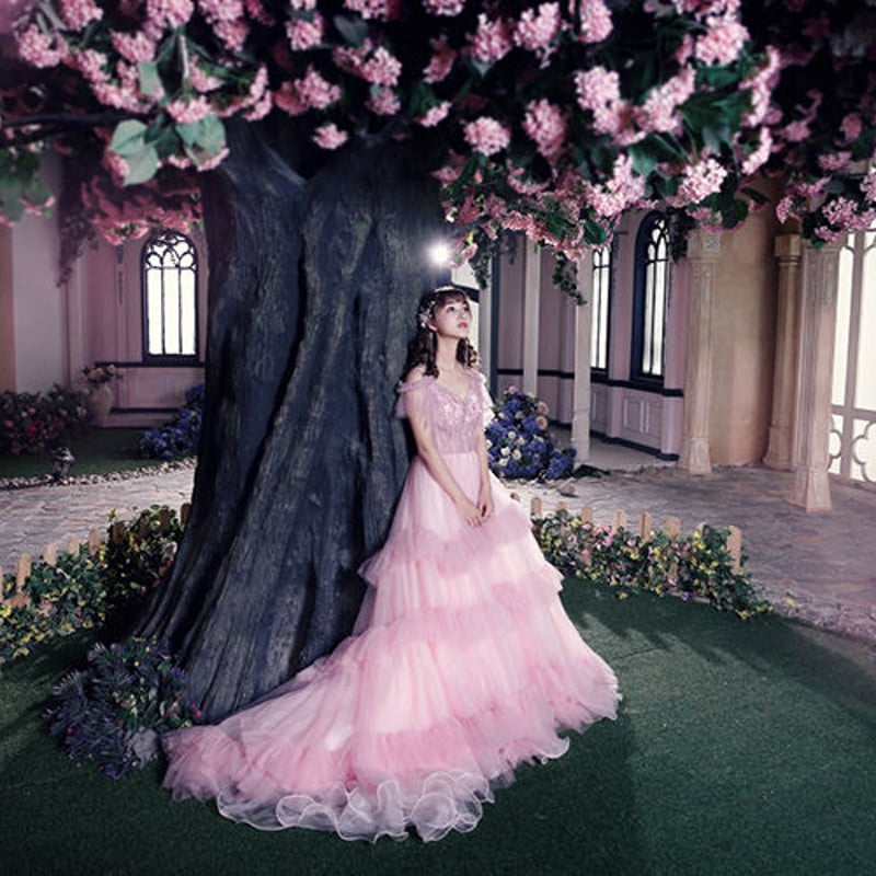 カラードレス ピンク ソフトチュール 柔らかく重ねたチュールスカート  