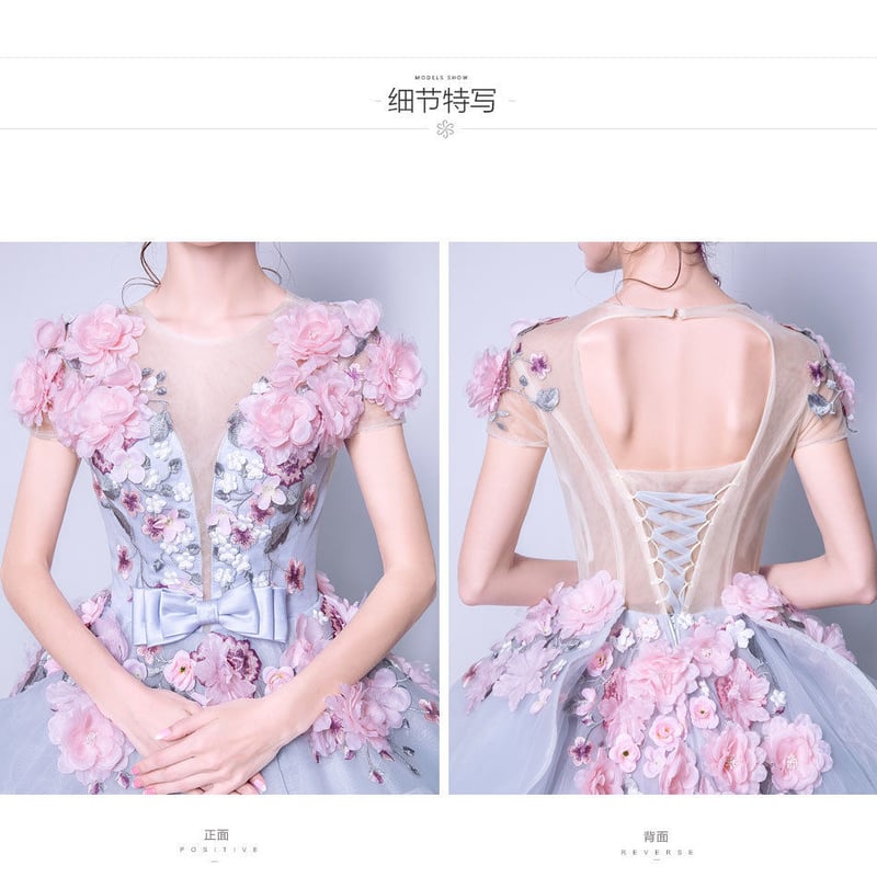 カラードレス グレー 上質オーガンジー タンクトップ 花柄の カラードレス グレー 上質オーガンジー タンクトップ 花柄の